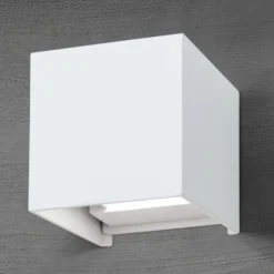 LED-ulkoseinävalaisin Cube, valkoinen, metalli, 10 cm, ylös/alas