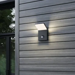 LED-ulkoseinävalaisin Nevio, metalli, antrasiitti, tunnistin