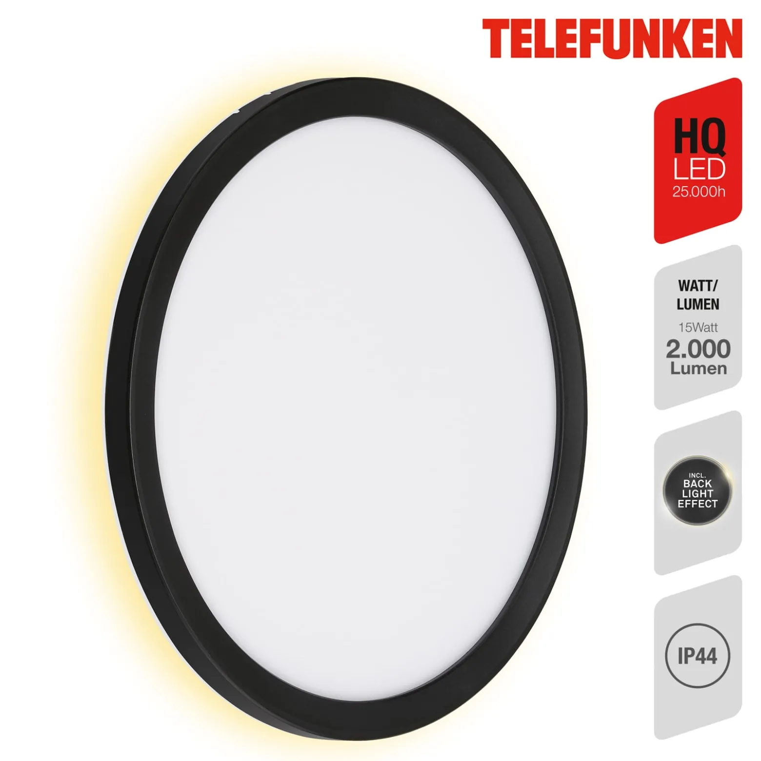 LED-ulkoseinävalaisin Nizza, Ø 28cm, musta 4,000K