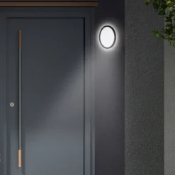 LED-ulkoseinävalaisin Nizza, Ø 28cm, musta 4,000K