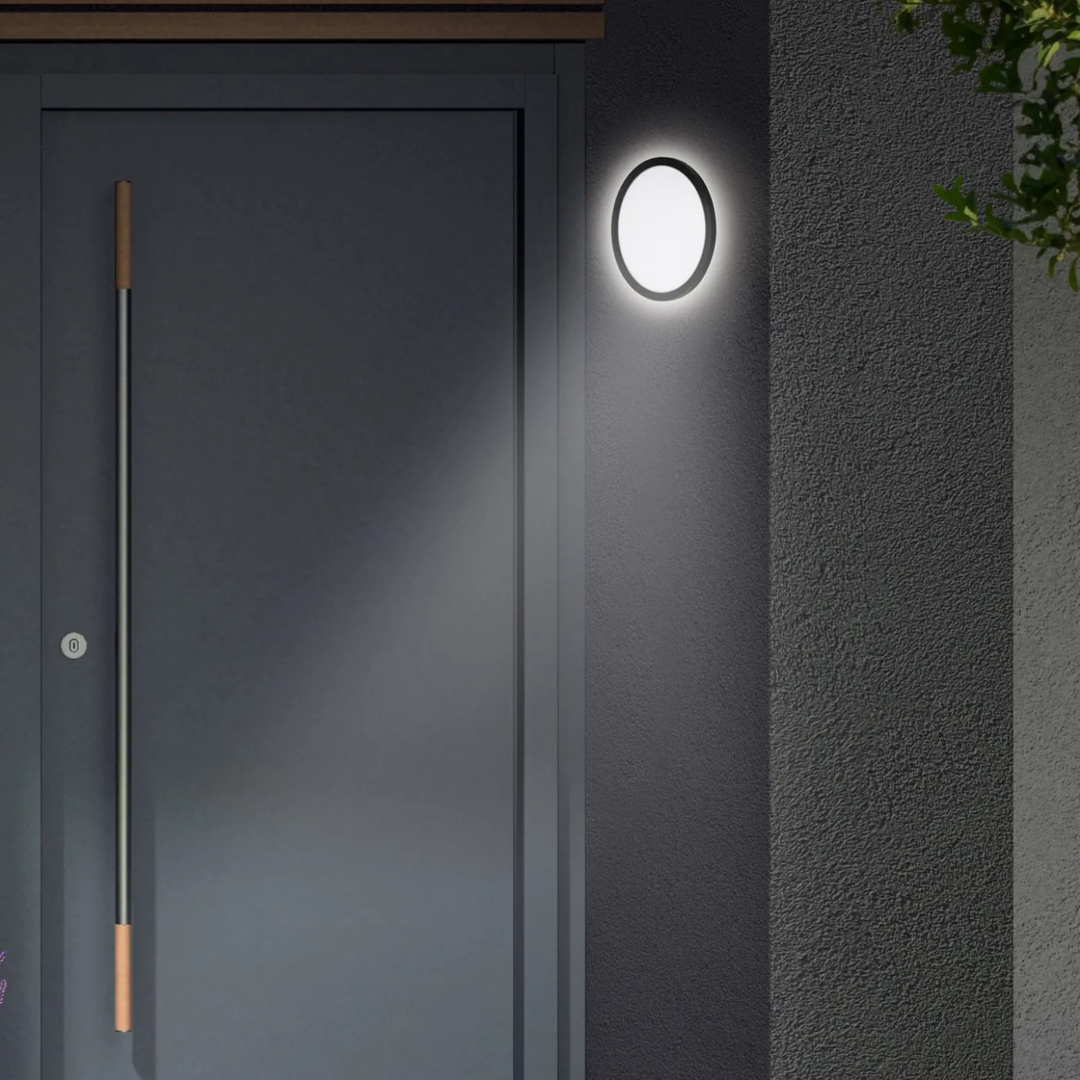 LED-ulkoseinävalaisin Nizza, Ø 28cm, musta 4,000K