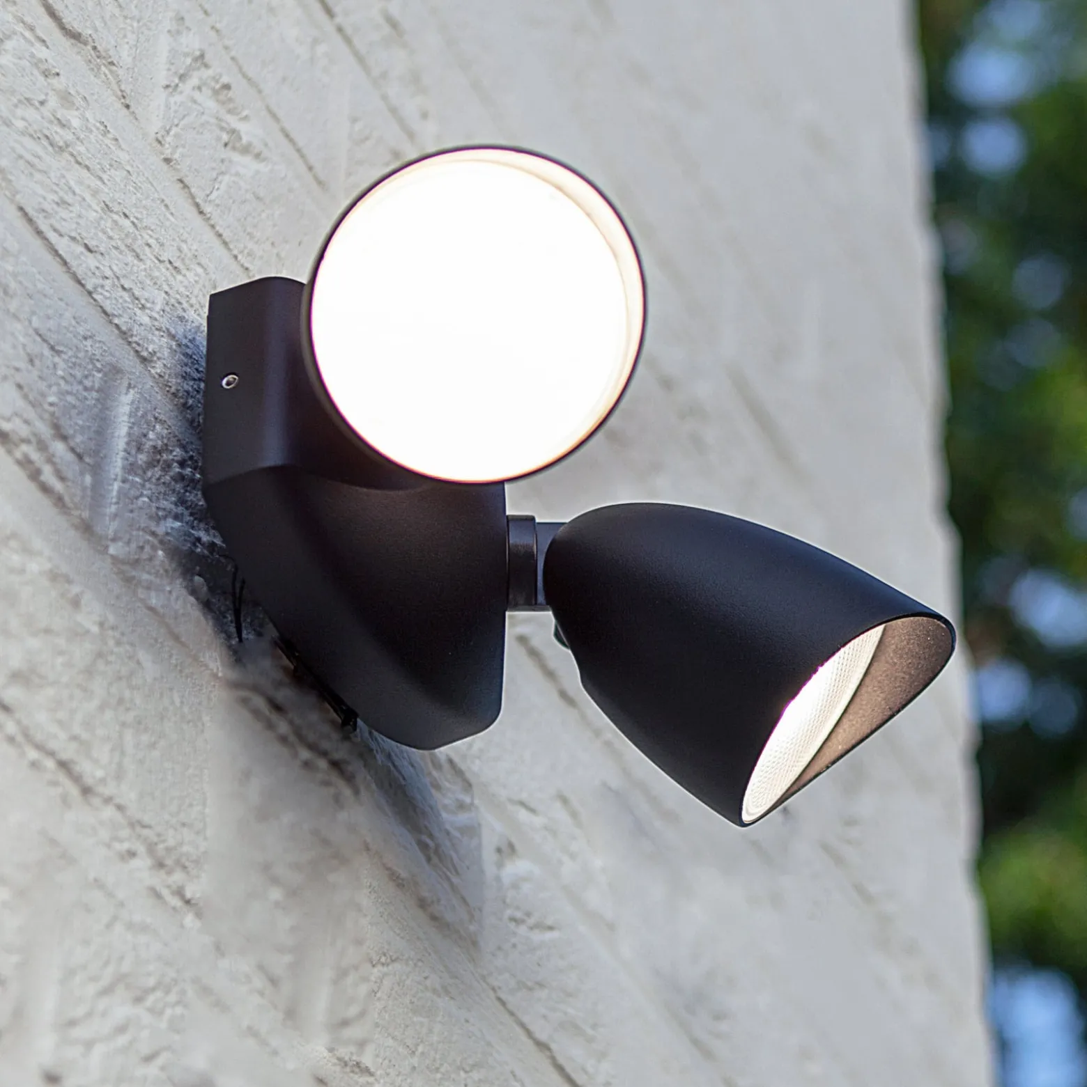 LED-ulkoseinävalaisin SHRIMP, musta, 20 W, 2-lamppuinen, IP54
