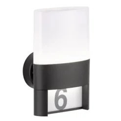 LED-ulkoseinävalo Diego, musta, talon numeron valo