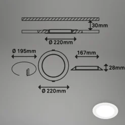 LED uppoasennusvalaisin Jeft, Ø 22 cm, valkoinen, 4000K, ei himmennettävä
