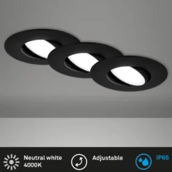 LED-uppokohdevalo 7597 3x, IP65, 4 000 K, musta