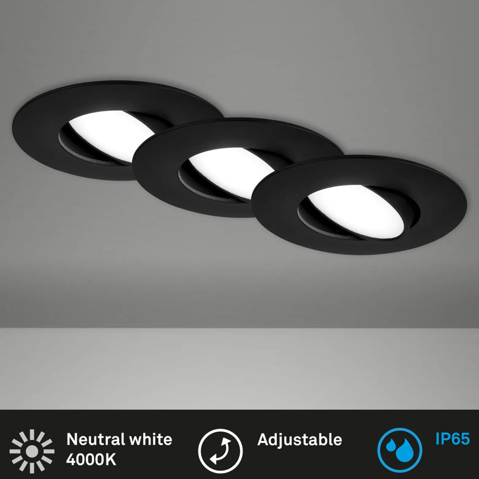 LED-uppokohdevalo 7597 3x, IP65, 4 000 K, musta