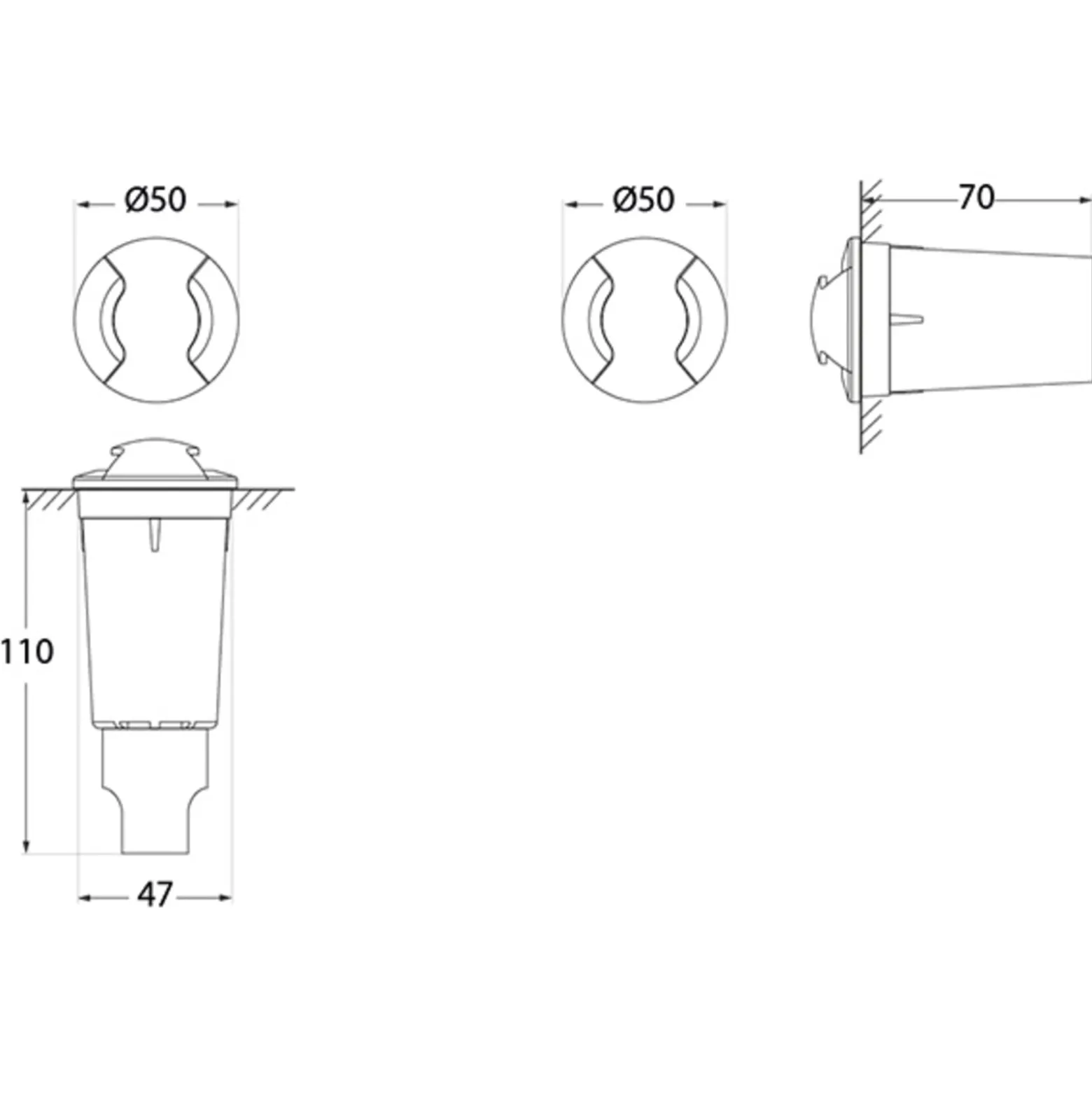 LED-uppovalaisin Aldo 2L musta/kirkas 3 000 K