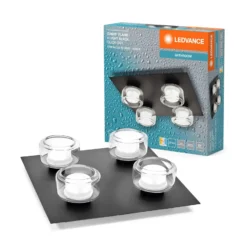 LEDVANCE LED-kattovalaisin Orbis Flame, musta, 4 valoa, IP44