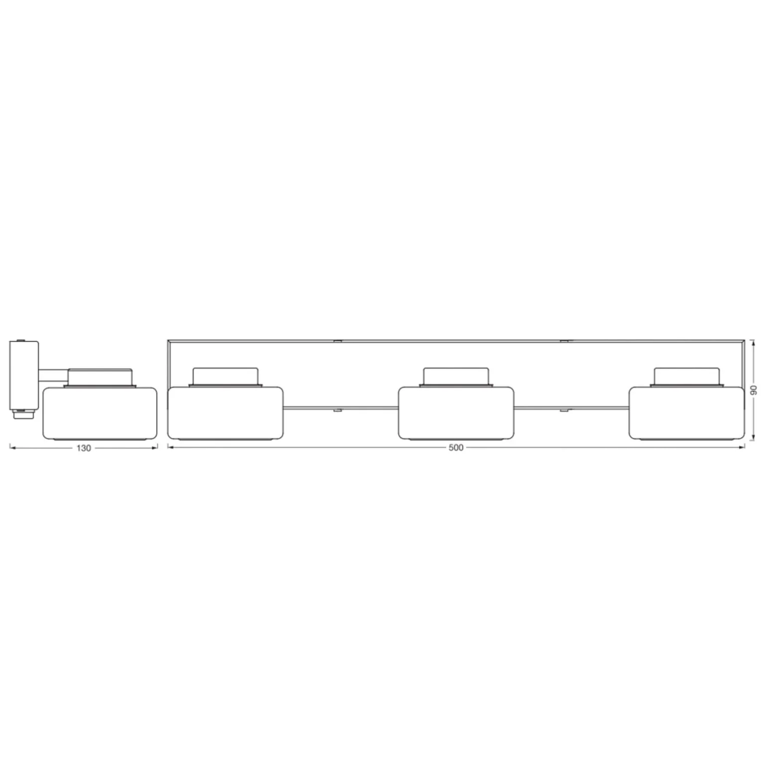 LEDVANCE LED-seinävalaisin Orbis Flame, 3-valo, kromi, IP44