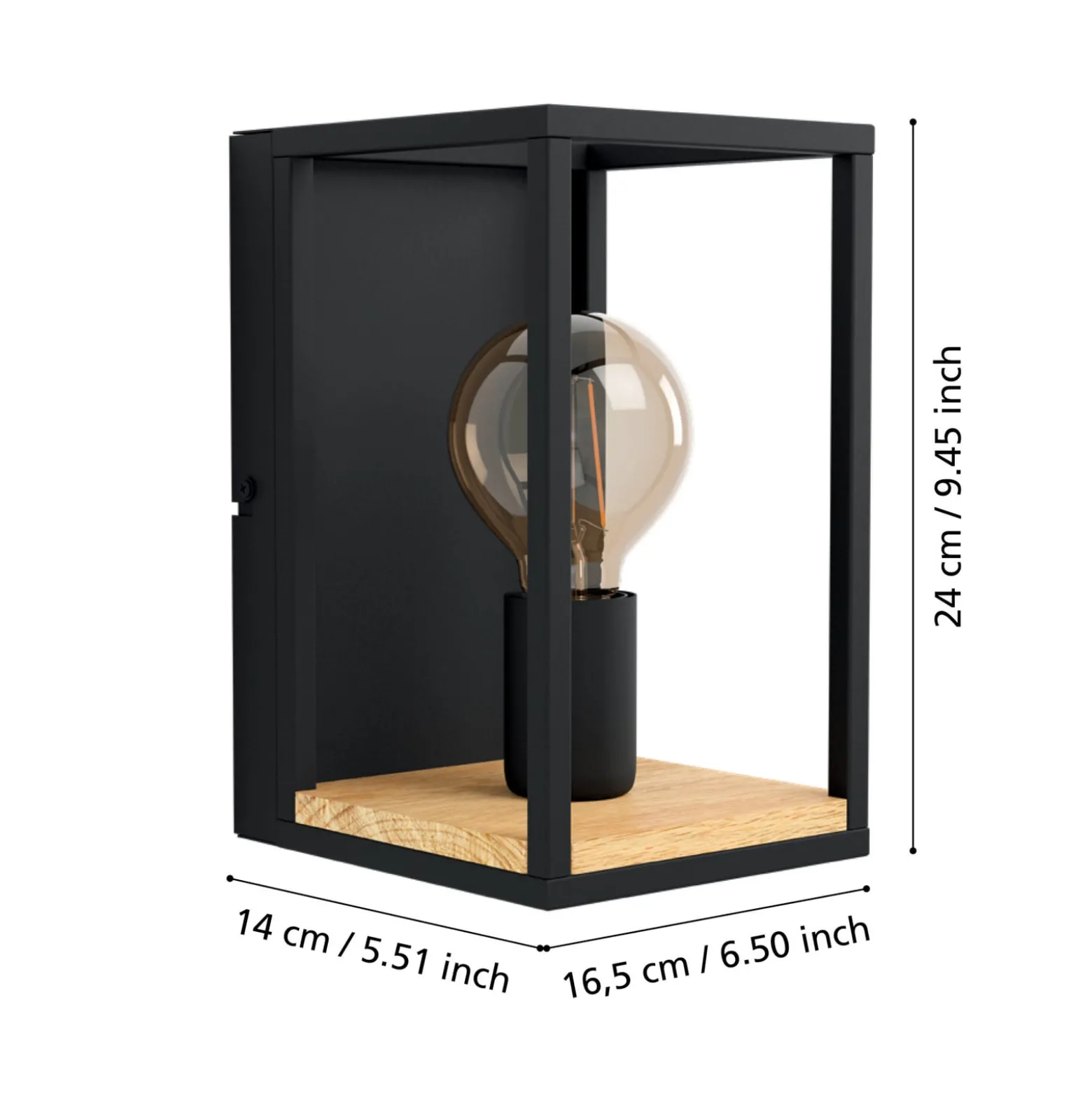 Libertad seinävalaisin, leveys 14 cm, musta/puu, teräs