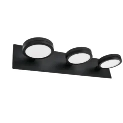 LIGHTME-LED-peilivalo Aqua down, 3 lamppua, musta