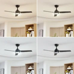Lindby Aerallo LED-kattotuuletin, musta, CCT, hiljainen