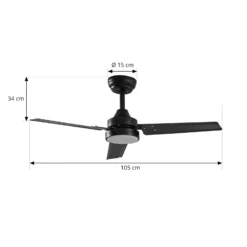 Lindby Aerallo LED-kattotuuletin, musta, CCT, hiljainen
