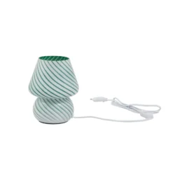 Lindby Andriana pöytävalaisin, vihreä/valkoinen, lasia, Ø 15 cm