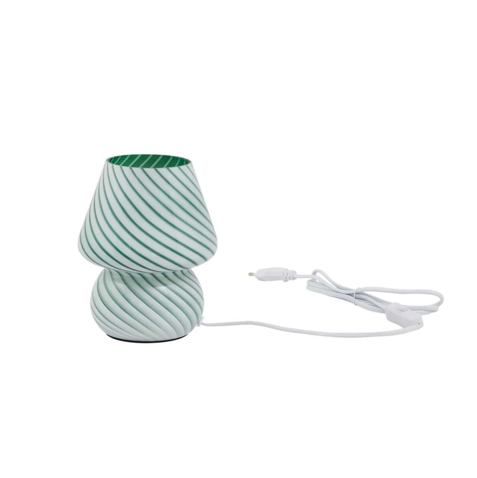 Lindby Andriana pöytävalaisin, vihreä/valkoinen, lasia, Ø 15 cm