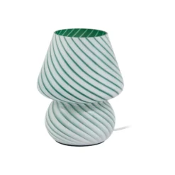 Lindby Andriana pöytävalaisin, vihreä/valkoinen, lasia, Ø 15 cm
