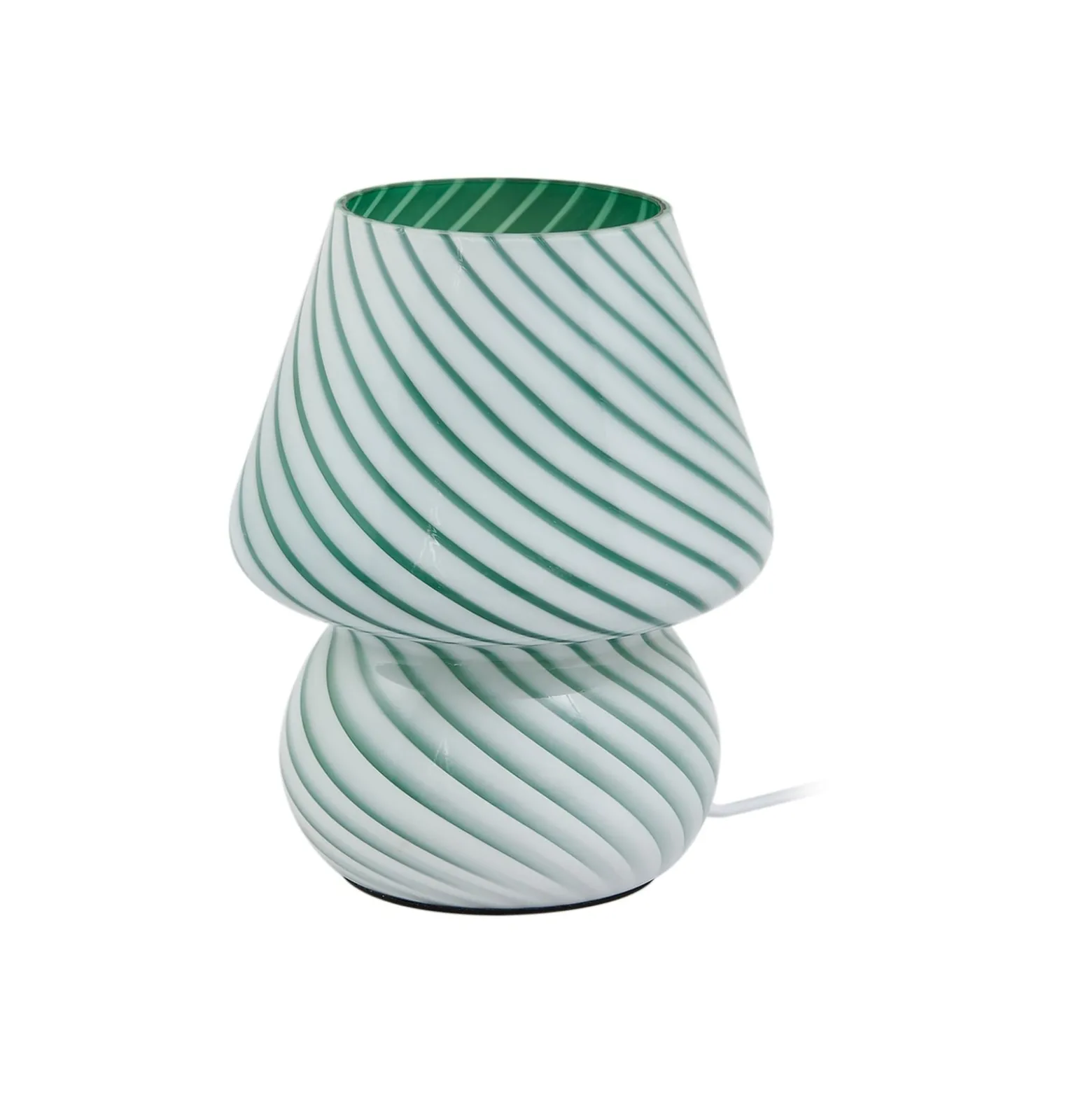 Lindby Andriana pöytävalaisin, vihreä/valkoinen, lasia, Ø 15 cm
