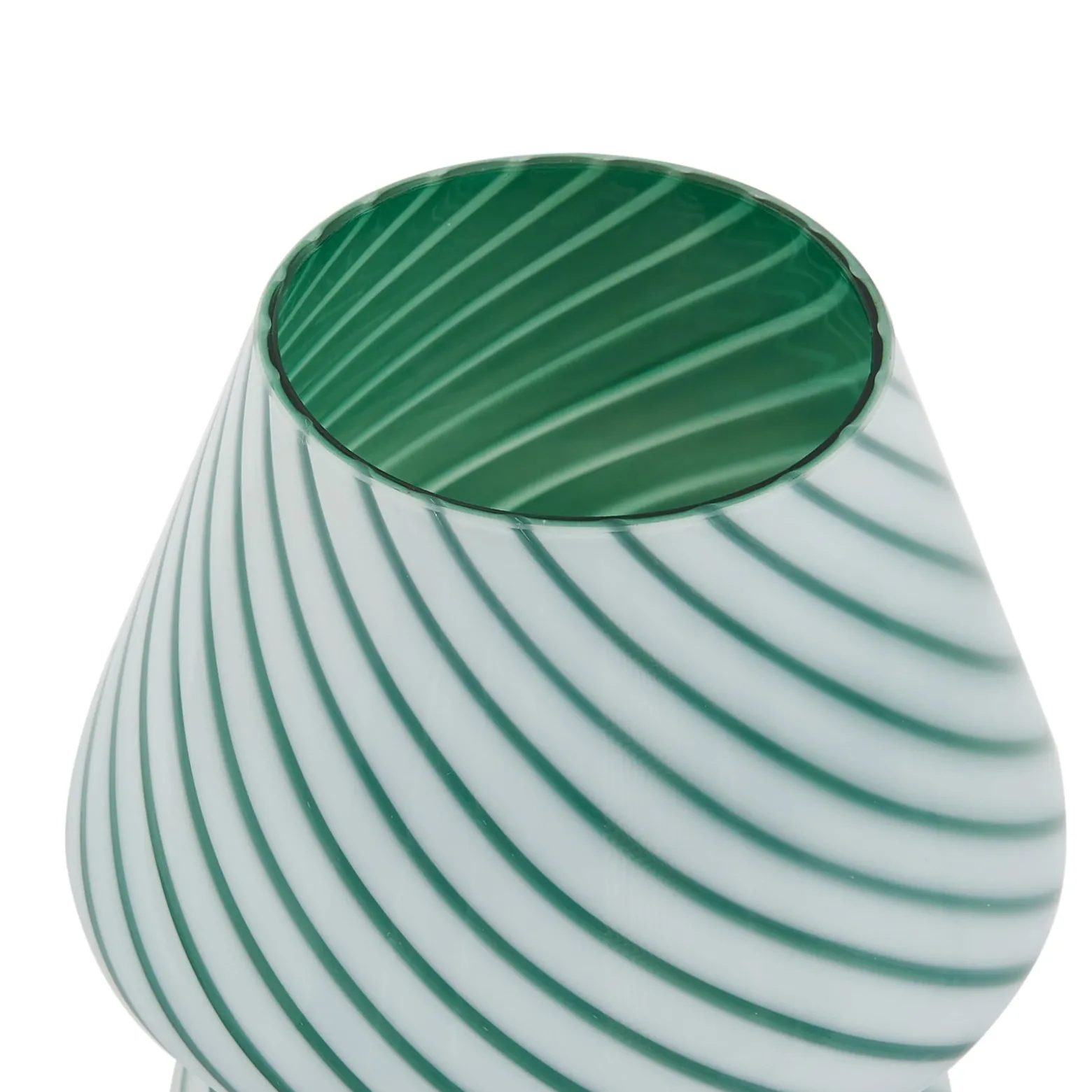Lindby Andriana pöytävalaisin, vihreä/valkoinen, lasia, Ø 15 cm