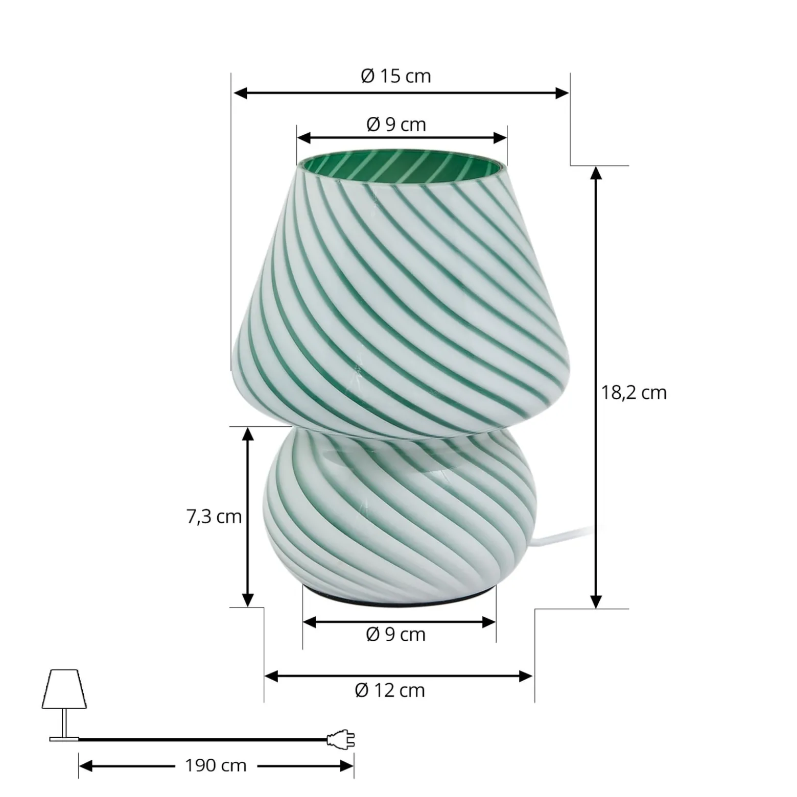 Lindby Andriana pöytävalaisin, vihreä/valkoinen, lasia, Ø 15 cm