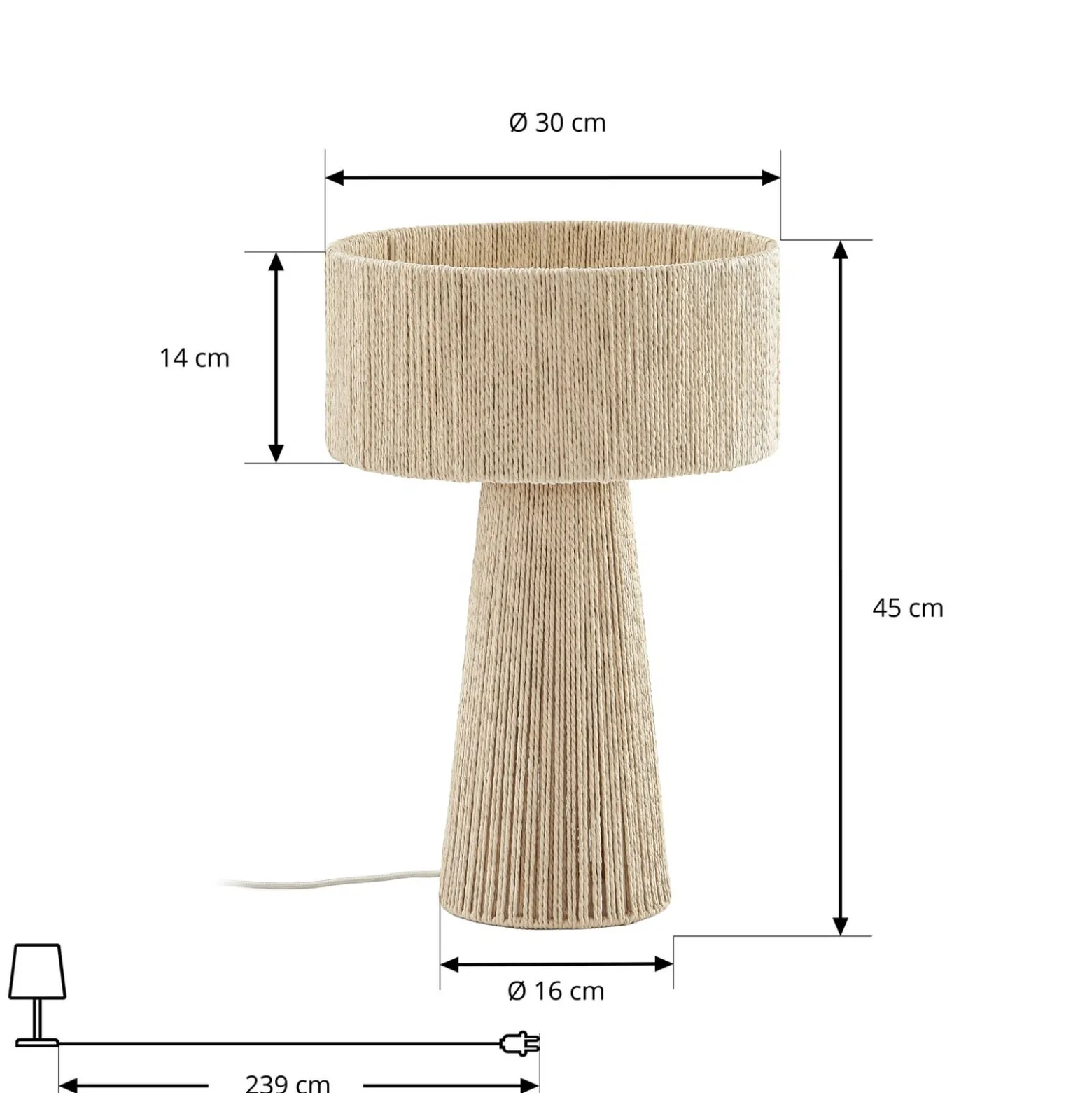 Lindby Anuva -pöytävalaisin, korkeus 42 cm, paperi, beige, E27