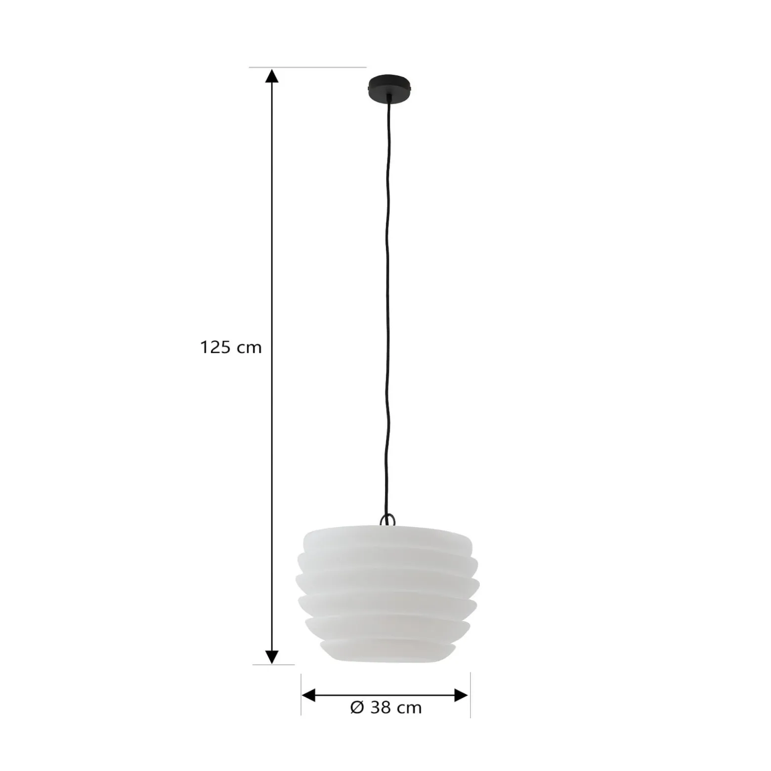 Lindby Arona -ulkoriippuvalaisin Ø38 cm valkoinen