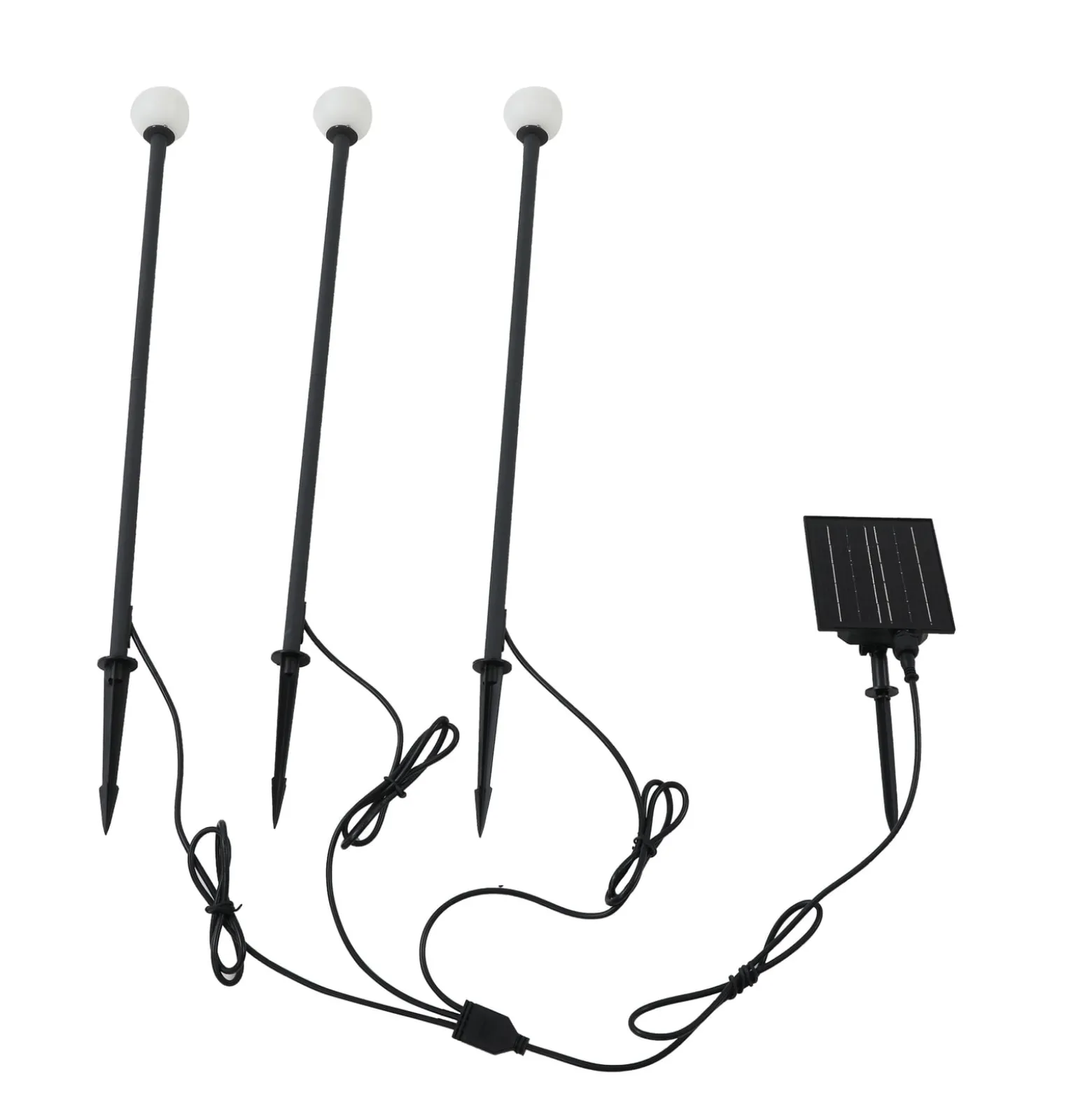 Lindby aurinkokäyttöinen LED-valaisin Freydis, 3 kpl, musta, 2 000 K