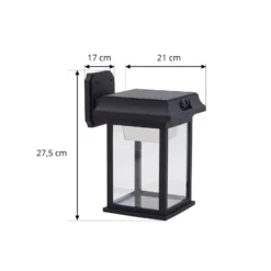 Lindby aurinko-LED-seinävalaisin Latarka, korkeus 27,5 cm, anturi