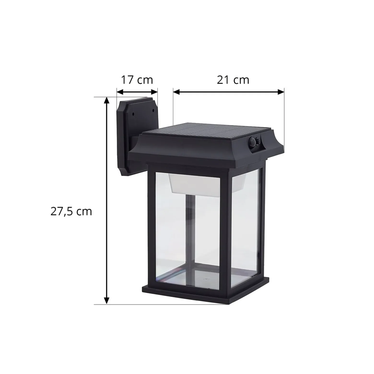 Lindby aurinko-LED-seinävalaisin Latarka, korkeus 27,5 cm, anturi