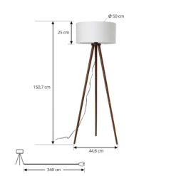 Lindby Charlia-lattiavalaisin, valkoinen, pähkinäpuu, korkeus 150 cm