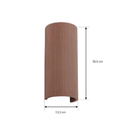 Lindby Colja -seinävalaisin, ruskea, pyöreä, korkeus 30,5 cm, kipsi