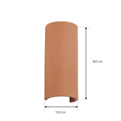 Lindby Colja -seinävalaisin, terrakotta, pyöreä, 30,5 cm, kipsi