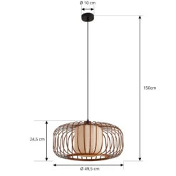 Lindby Davella-riippuvalaisin, Ø 50 cm, bambu, tekstiili