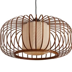 Lindby Davella-riippuvalaisin, Ø 50 cm, bambu, tekstiili