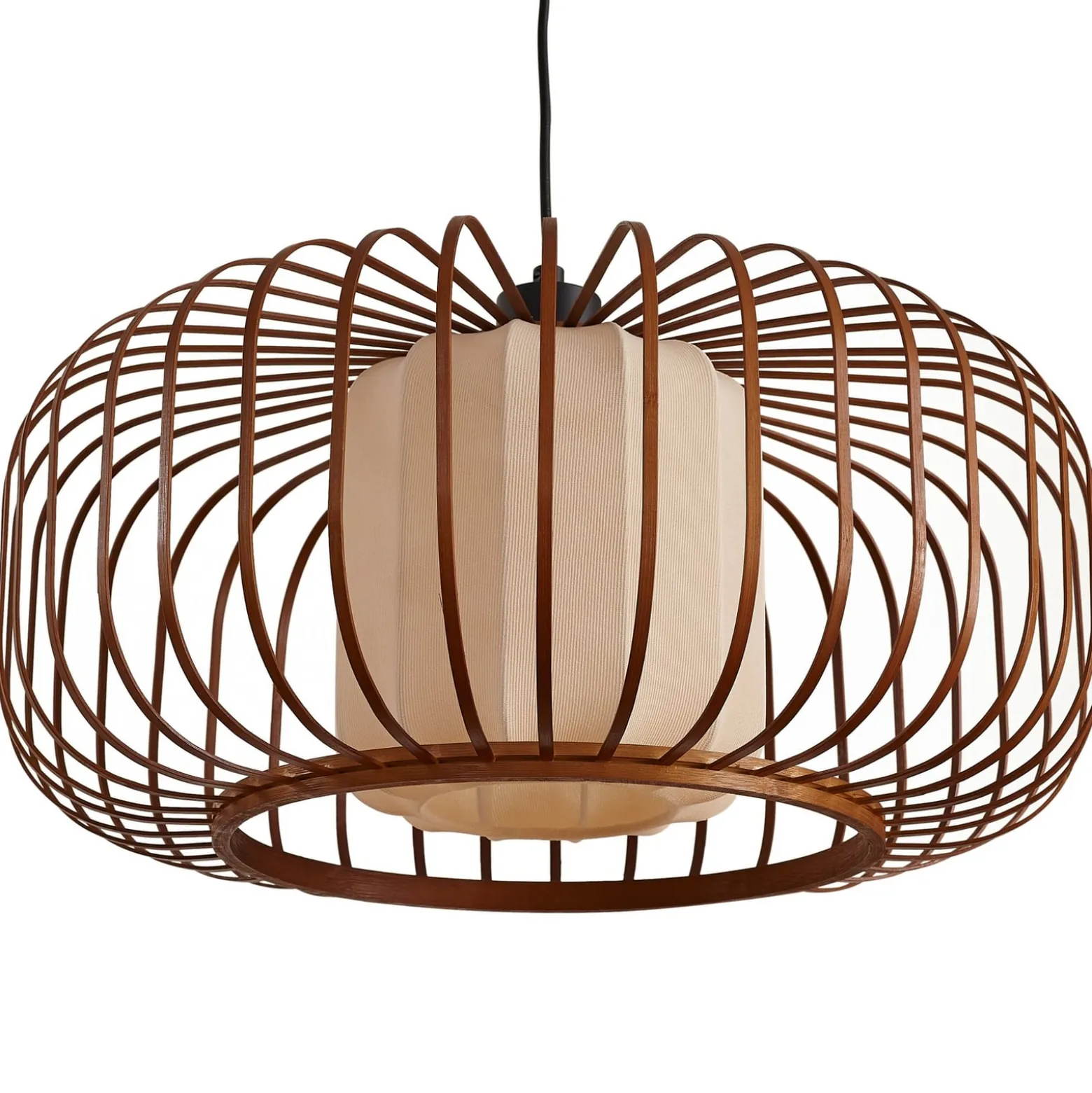 Lindby Davella-riippuvalaisin, Ø 50 cm, bambu, tekstiili