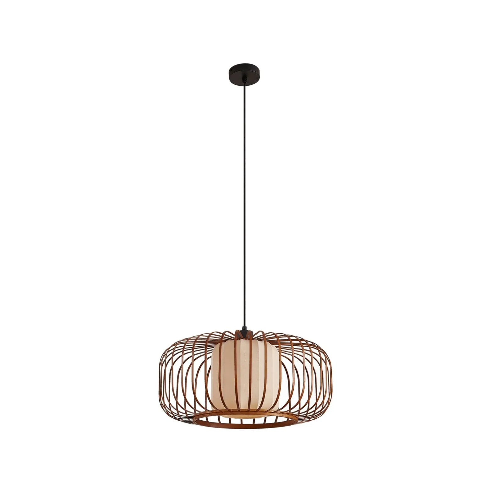 Lindby Davella-riippuvalaisin, Ø 50 cm, bambu, tekstiili
