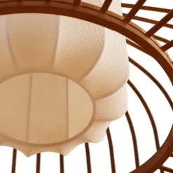 Lindby Davella-riippuvalaisin, Ø 50 cm, bambu, tekstiili