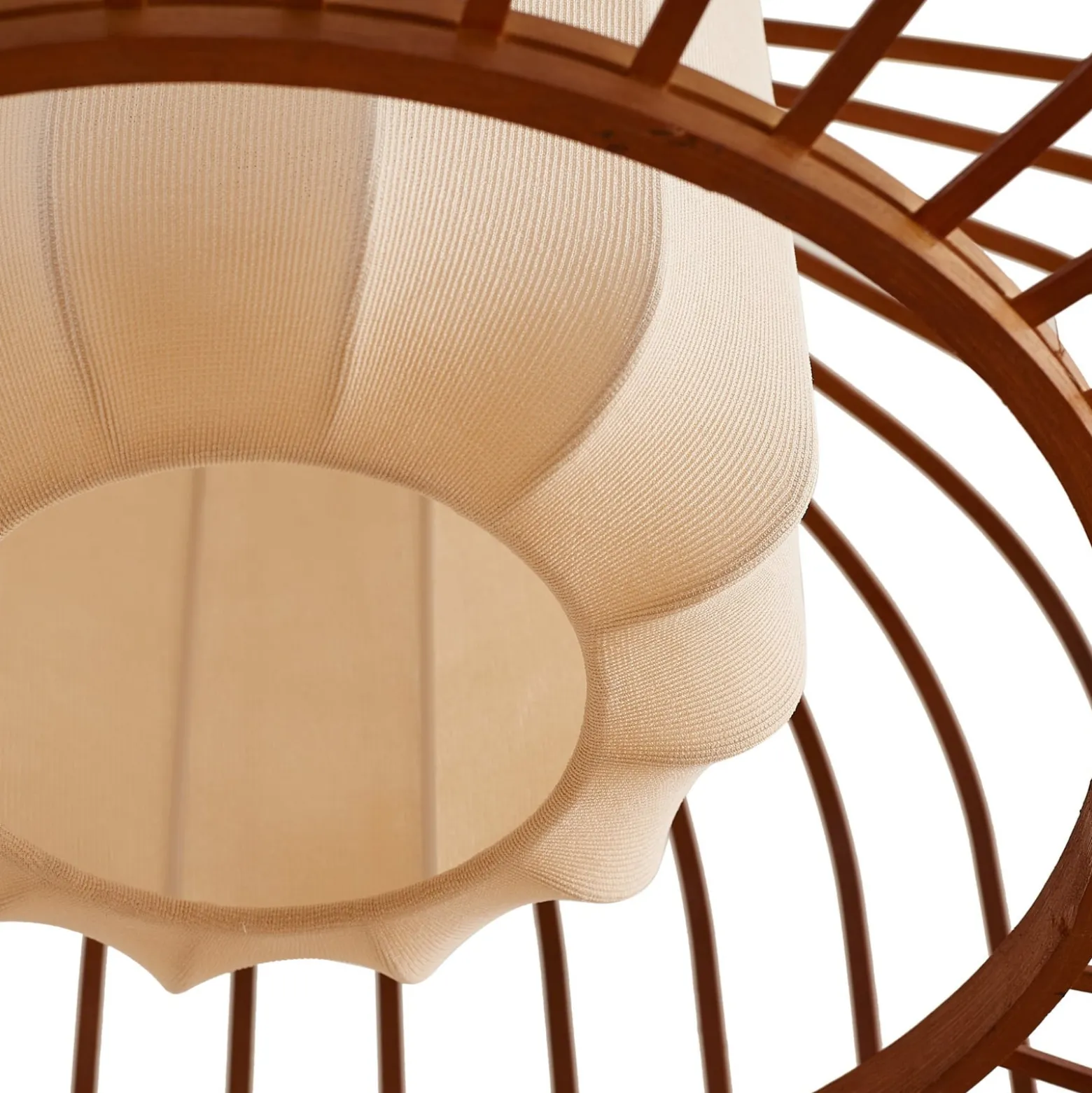 Lindby Davella-riippuvalaisin, Ø 50 cm, bambu, tekstiili