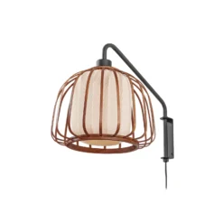 Lindby Davella-seinävalaisin, Ø 26 cm, musta, bambu, tekstiili
