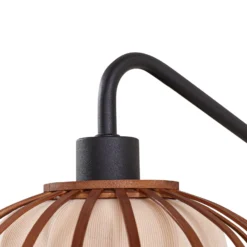Lindby Davella-seinävalaisin, Ø 26 cm, musta, bambu, tekstiili