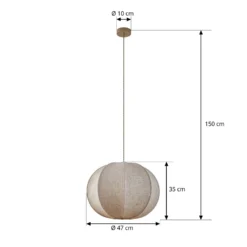 Lindby Elfie-riippuvalaisin, Ø 47 cm, beige, pellava, E27