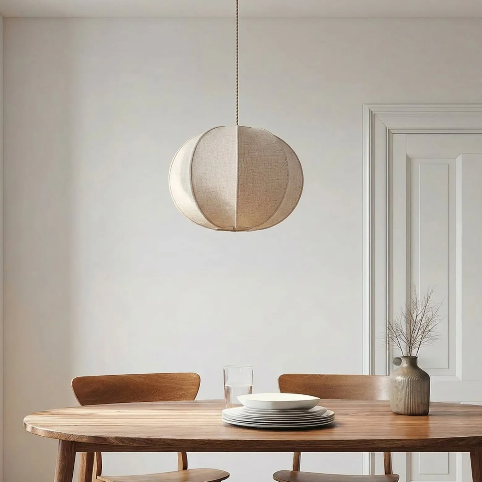 Lindby Elfie-riippuvalaisin, Ø 47 cm, beige, pellava, E27