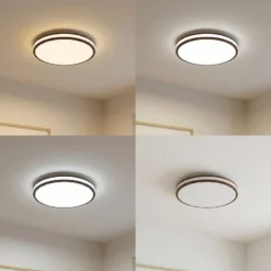 Lindby Emiva LED-kattovalaisin, halkaisija 40 cm, tumma puu, CCT