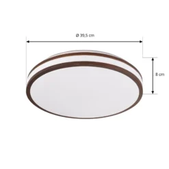 Lindby Emiva LED-kattovalaisin, halkaisija 40 cm, tumma puu, CCT