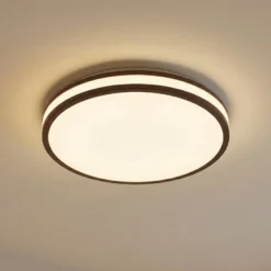 Lindby Emiva LED-kattovalaisin, halkaisija 40 cm, tumma puu, CCT