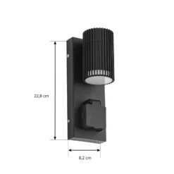 Lindby Enerio -ulkoseinälamppu, musta, pistorasia, GU10, IP44