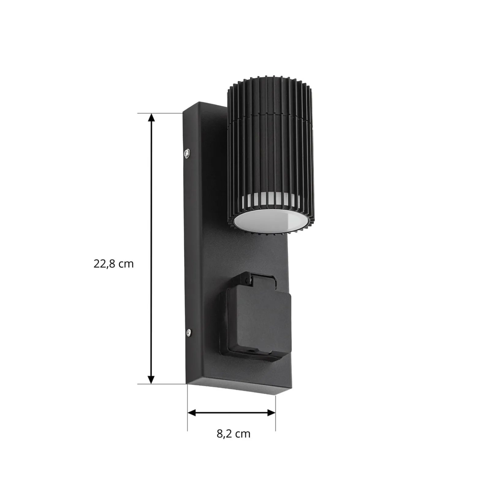 Lindby Enerio -ulkoseinälamppu, musta, pistorasia, GU10, IP44