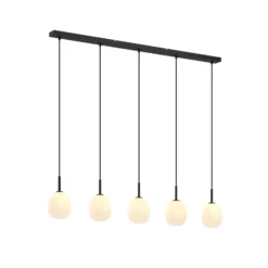 Lindby Etiena -riippuvalo, 5-lamp., lasi, opaali
