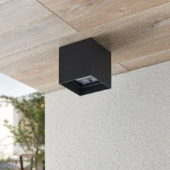 Lindby Eveta LED-kattovalaisin, 10 cm, antrasiitti, alumiini, IP65