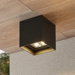 Lindby Eveta LED-kattovalaisin, 10 cm, antrasiitti, alumiini, IP65