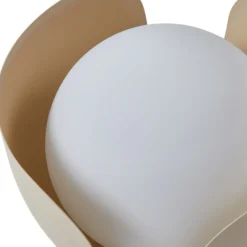 Lindby Fiora pöytävalaisin, beige, lasia, metallia, Ø 20 cm